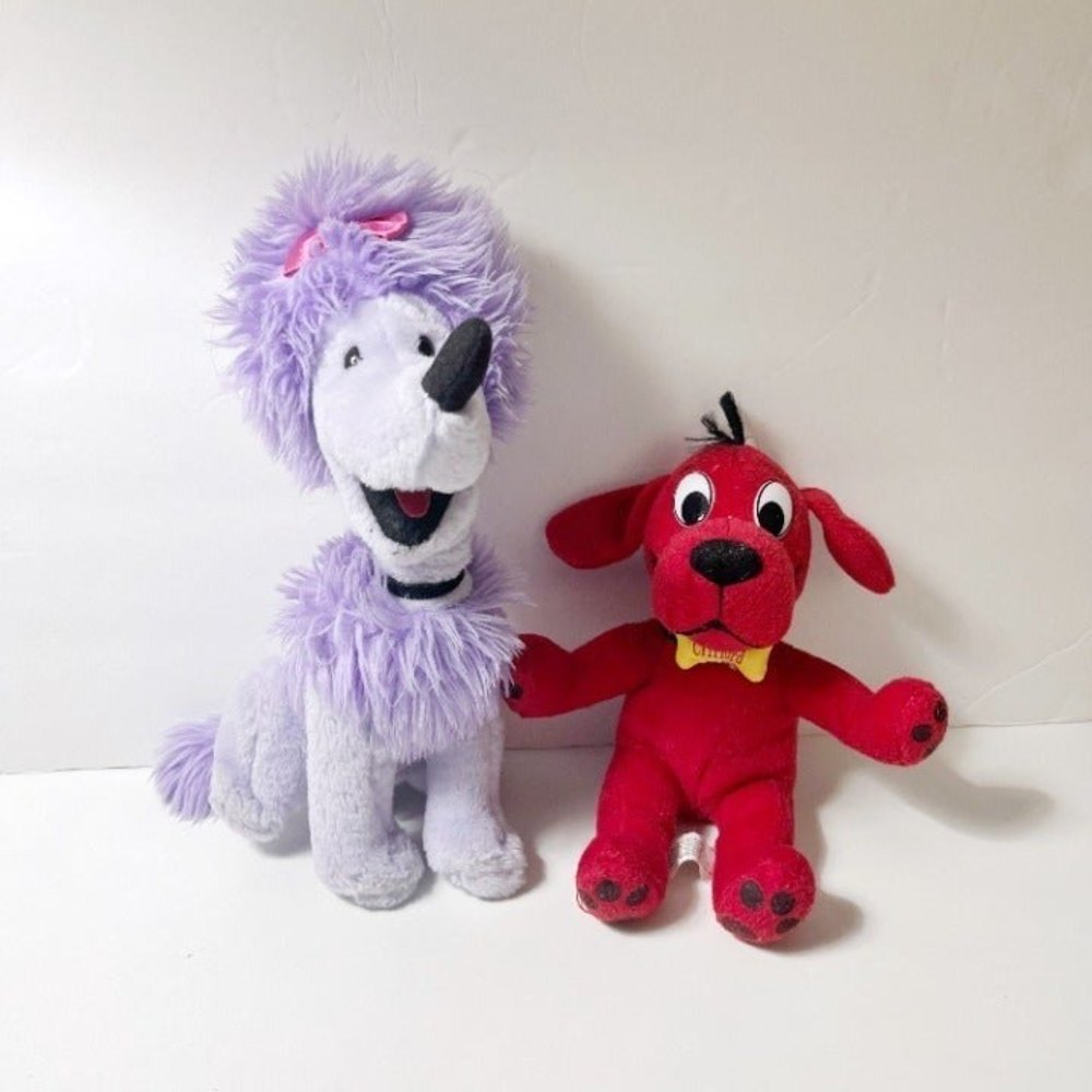 Vintage Clifford the Big Red Dog  and Cleo Plush Stuffed Animal Lot